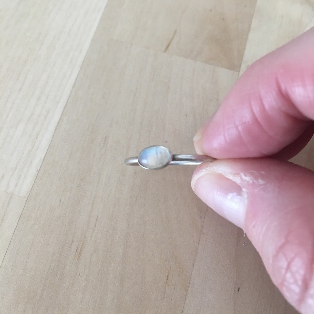 Silver and moonstone ring dainty delicate